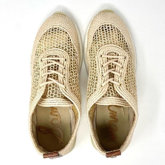 SAM Edelman Delma Ribbed Lace Up Sneakers in Natural Size 8/ 38 - Picture 10 of 13